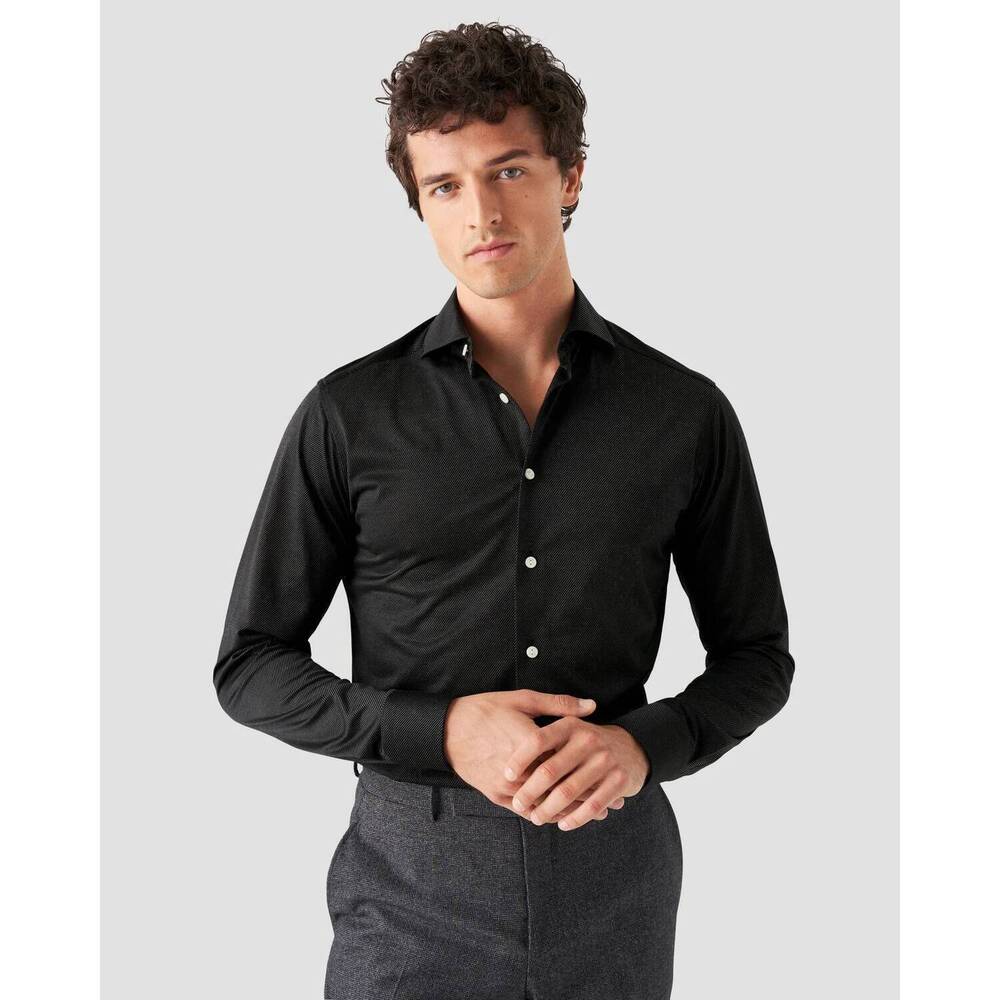 NEW ETON king knit shirt in black